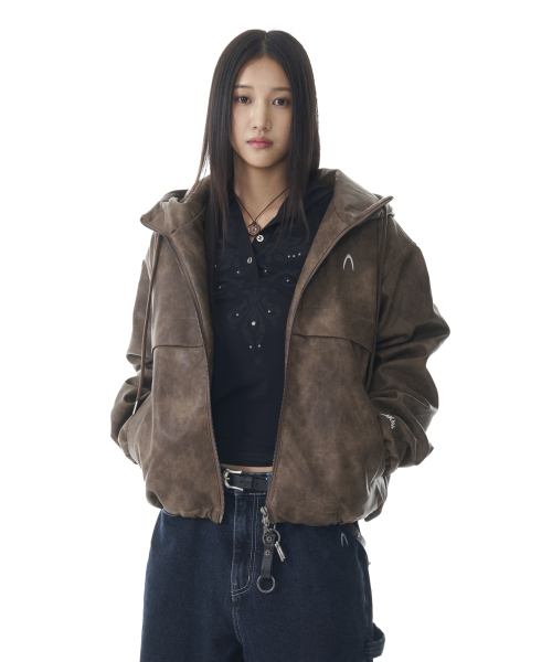 AAKAM(アーカム)の「Leather Puffer Jacket (Brown)(ダウンジャケット/コート・レディース・その他・1/2)」の6枚目の写真