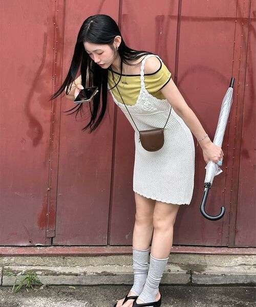 SINOON（シヌーン）の「Rose Embroidered Knit Sleeveless Dress (Cream)（ワンピース・レディース・アイボリー・FREE）」の5枚目の写真