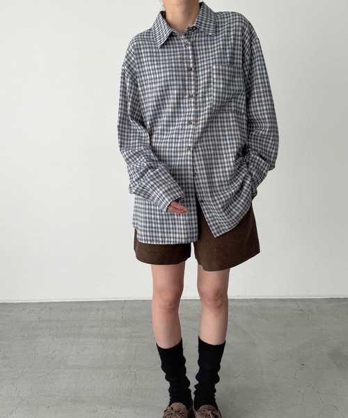 CANAL JEAN(キャナルジーン)の「El mar ネルブロックチェックシャツ(シャツ/ブラウス・レディース・ブラック/ネイビー・ONE SIZE)」の2枚目の写真