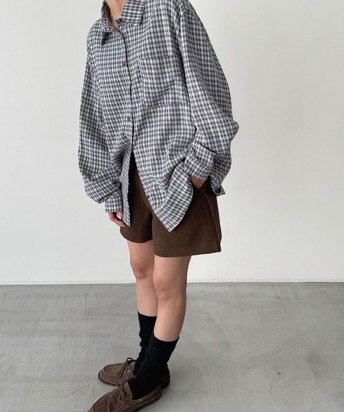 CANAL JEAN(キャナルジーン)の「El mar ネルブロックチェックシャツ(シャツ/ブラウス・レディース・ブラック/ネイビー・ONE SIZE)」の3枚目の写真