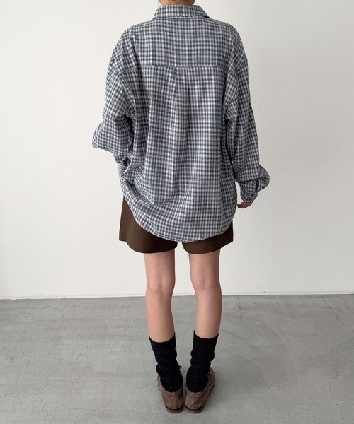 CANAL JEAN(キャナルジーン)の「El mar ネルブロックチェックシャツ(シャツ/ブラウス・レディース・ブラック/ネイビー・ONE SIZE)」の4枚目の写真