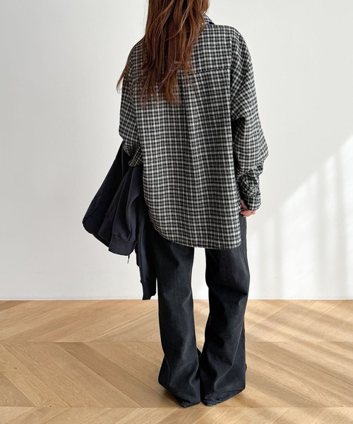 CANAL JEAN(キャナルジーン)の「El mar ネルブロックチェックシャツ(シャツ/ブラウス・レディース・ブラック/ネイビー・ONE SIZE)」の8枚目の写真