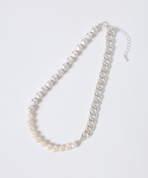 JEANASIS（ジーナシス）の「【シルバー925プレーティング】パールチェーンネックレス/632739（ネックレス・レディース・シルバー×ゴールド/シルバー・FREE）」の2枚目の写真