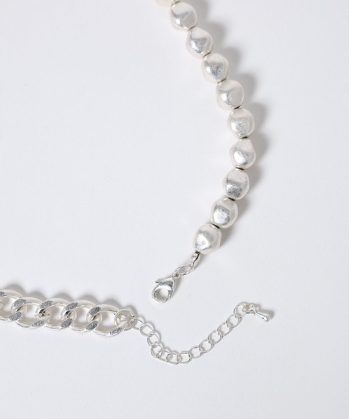 JEANASIS（ジーナシス）の「【シルバー925プレーティング】パールチェーンネックレス/632739（ネックレス・レディース・シルバー×ゴールド/シルバー・FREE）」の4枚目の写真