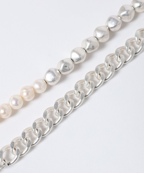 JEANASIS（ジーナシス）の「【シルバー925プレーティング】パールチェーンネックレス/632739（ネックレス・レディース・シルバー×ゴールド/シルバー・FREE）」の5枚目の写真