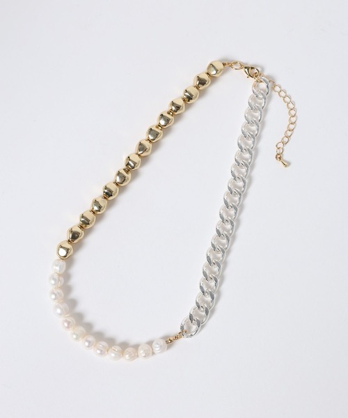 JEANASIS（ジーナシス）の「【シルバー925プレーティング】パールチェーンネックレス/632739（ネックレス・レディース・シルバー×ゴールド/シルバー・FREE）」の6枚目の写真