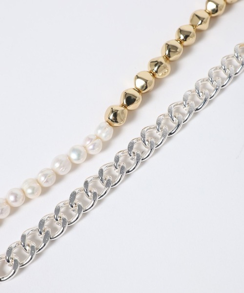 JEANASIS（ジーナシス）の「【シルバー925プレーティング】パールチェーンネックレス/632739（ネックレス・レディース・シルバー×ゴールド/シルバー・FREE）」の7枚目の写真