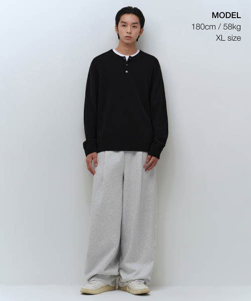 MUSINSA STANDARD（ムシンサスタンダード）の「起毛ワンタックワイドラウンジスウェットパンツ[メランジライトグレー]（スウェットパンツ・メンズ・その他・SMALL/MEDIUM/LARGE/X-LARGE/XX-LARGE）」の2枚目の写真