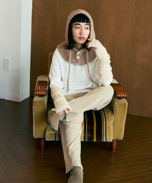 Crisp（クリスプ）の「リボンニットバラクラバ（ニットキャップ/ビーニー・レディース・ベージュ/アイボリー・FREE）」の3枚目の写真