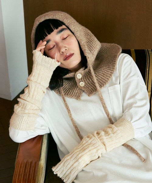 Crisp（クリスプ）の「リボンニットバラクラバ（ニットキャップ/ビーニー・レディース・ベージュ/アイボリー・FREE）」の4枚目の写真