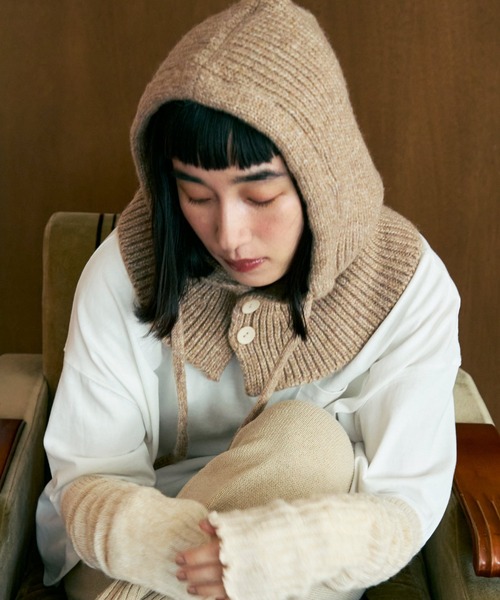 Crisp（クリスプ）の「リボンニットバラクラバ（ニットキャップ/ビーニー・レディース・ベージュ/アイボリー・FREE）」の5枚目の写真