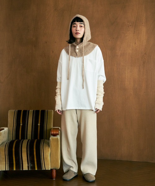 Crisp（クリスプ）の「リボンニットバラクラバ（ニットキャップ/ビーニー・レディース・ベージュ/アイボリー・FREE）」の6枚目の写真