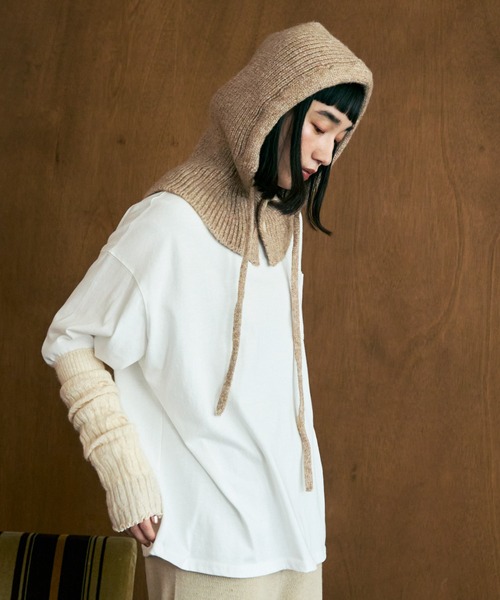 Crisp（クリスプ）の「リボンニットバラクラバ（ニットキャップ/ビーニー・レディース・ベージュ/アイボリー・FREE）」の7枚目の写真