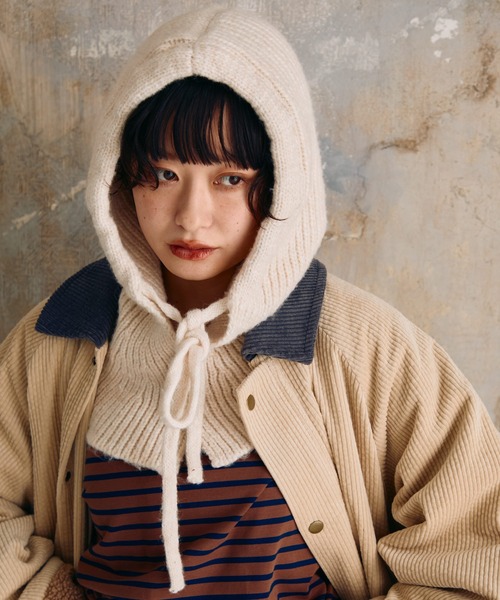 Crisp（クリスプ）の「リボンニットバラクラバ（ニットキャップ/ビーニー・レディース・ベージュ/アイボリー・FREE）」の11枚目の写真