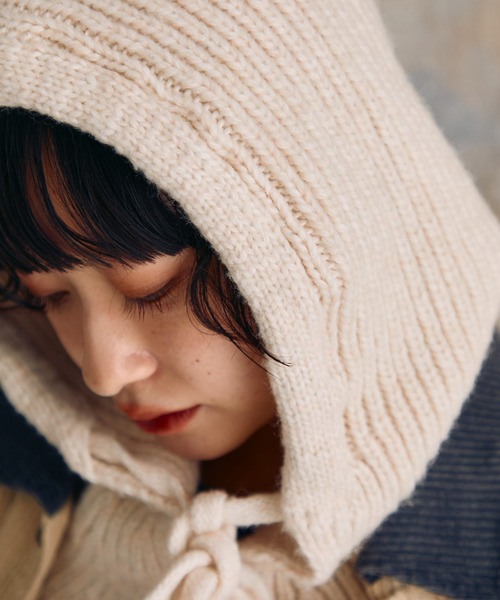 Crisp（クリスプ）の「リボンニットバラクラバ（ニットキャップ/ビーニー・レディース・ベージュ/アイボリー・FREE）」の13枚目の写真