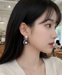 【Sonu jewelry(ソヌジュエリー)】パール調×フラワーモチーフ ドロップピアス oku-pier18-6【RBTS】