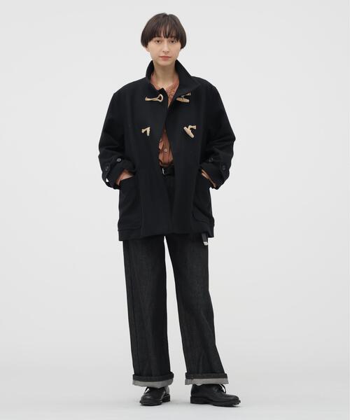 MARGARET HOWELL（マーガレットハウエル）の「LIGHT FLANNEL WOOL COAT（ダッフルコート・レディース・ブラック・2/1）」の9枚目の写真