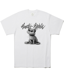 フェイマスキャットアッシュグレーTシャツホワイト