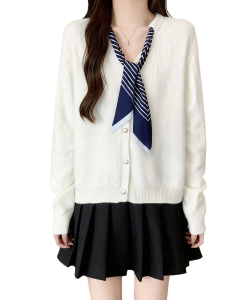 Miniministore(ミニミニストア)の「ボウタイニットトップス きれいめ 秋冬服(ニット/セーター・レディース・レッド/イエロー/ホワイト/ブラック・FREE)」の6枚目の写真
