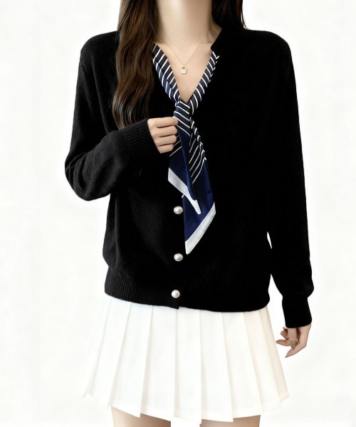 Miniministore(ミニミニストア)の「ボウタイニットトップス きれいめ 秋冬服(ニット/セーター・レディース・レッド/イエロー/ホワイト/ブラック・FREE)」の7枚目の写真
