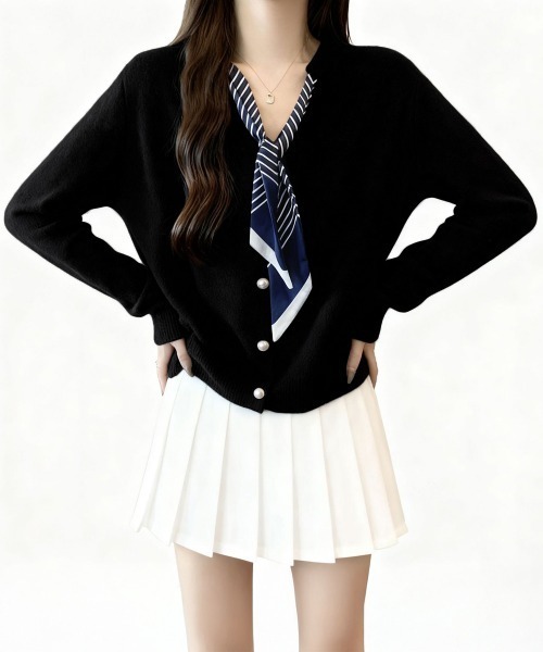Miniministore(ミニミニストア)の「ボウタイニットトップス きれいめ 秋冬服(ニット/セーター・レディース・レッド/イエロー/ホワイト/ブラック・FREE)」の8枚目の写真
