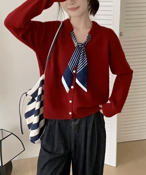 Miniministore(ミニミニストア)の「ボウタイニットトップス きれいめ 秋冬服(ニット/セーター・レディース・レッド/イエロー/ホワイト/ブラック・FREE)」の9枚目の写真