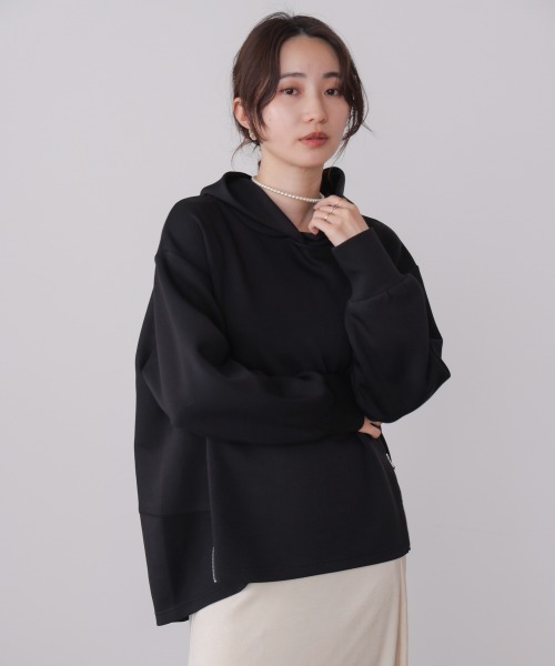 Bou Jeloud(ブージュルード)の「シルキーダンボールコクーンパーカー(パーカー・レディース・ブラック/オフホワイト/グレー・FREE)」の14枚目の写真