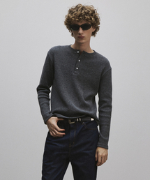 ROLLINGSTUDIOS（ローリングスタジオ）の「WOOL HENLEY LONG SLEEVE GREY（Tシャツ/カットソー）」