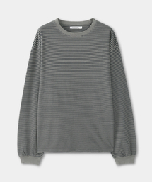 ヴィンテージピグメントストライプロングスリーブ (GREY)