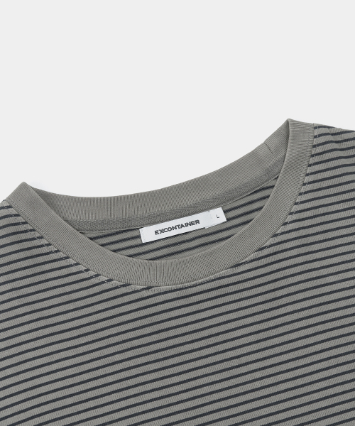 EXCONTAINER（エックスコンテナ）の「ヴィンテージピグメントストライプロングスリーブ (GREY)（Tシャツ/カットソー・メンズ・その他・MEDIUM/LARGE/X-LARGE）」の2枚目の写真