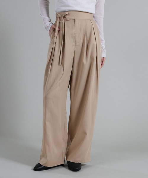 セール】【Et】Two-Tuck Ribbon Straight Pants（スラックス）｜select