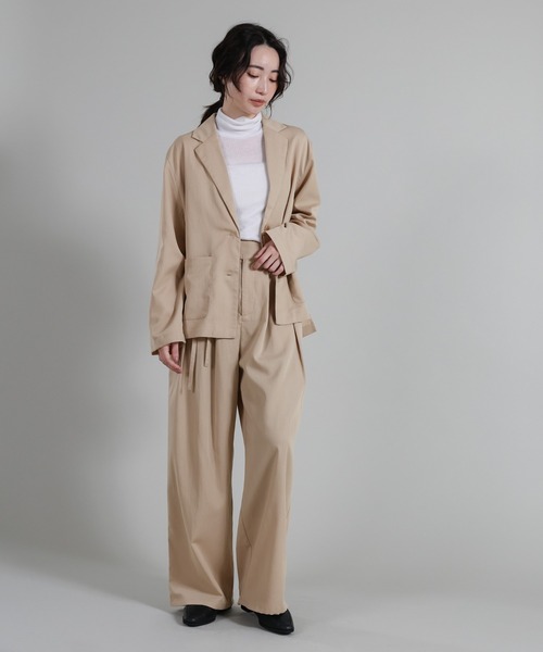 select MOCA Et（セレクトモカエト）の「【Et】Two-Tuck Ribbon Straight Pants（スラックス・レディース・ブラック/ベージュ・LARGE/MEDIUM）」の11枚目の写真