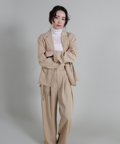 select MOCA Et（セレクトモカエト）の「【Et】Two-Tuck Ribbon Straight Pants（スラックス・レディース・ブラック/ベージュ・LARGE/MEDIUM）」の15枚目の写真