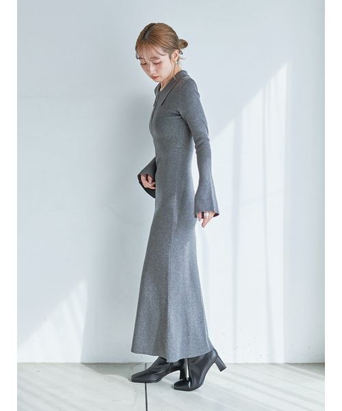 【セール中】【新品】snidel sustainableワンピース グレー 1 Sustainableスキッパーニットワンピース（ワンピース）｜SNIDEL