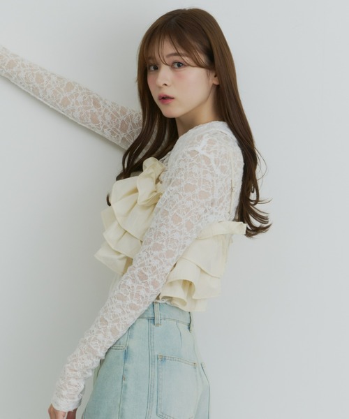 Olu.（オルドット）の「ボリュームフリルビスチェ（キャミソール・レディース・ピンク/アイボリー/ブラック・FREE）」の22枚目の写真