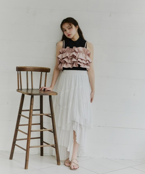 Olu.（オルドット）の「ボリュームフリルビスチェ（キャミソール・レディース・ピンク/アイボリー/ブラック・FREE）」の11枚目の写真