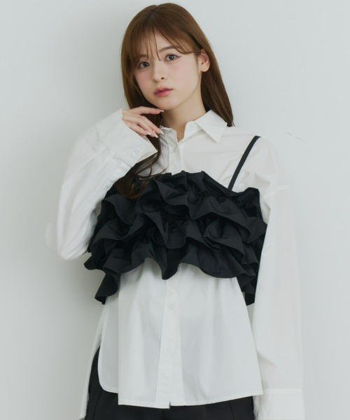 Olu.（オルドット）の「ボリュームフリルビスチェ（キャミソール・レディース・ピンク/アイボリー/ブラック・FREE）」の13枚目の写真