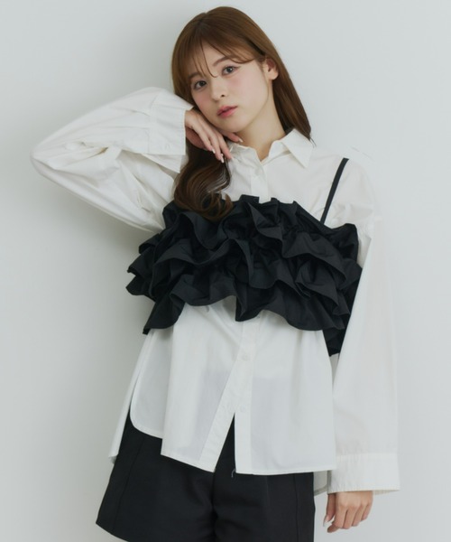 Olu.（オルドット）の「ボリュームフリルビスチェ（キャミソール・レディース・ピンク/アイボリー/ブラック・FREE）」の14枚目の写真