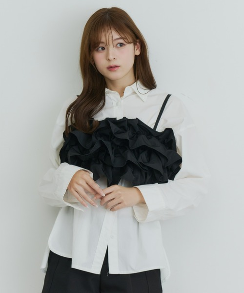 Olu.（オルドット）の「ボリュームフリルビスチェ（キャミソール・レディース・ピンク/アイボリー/ブラック・FREE）」の15枚目の写真