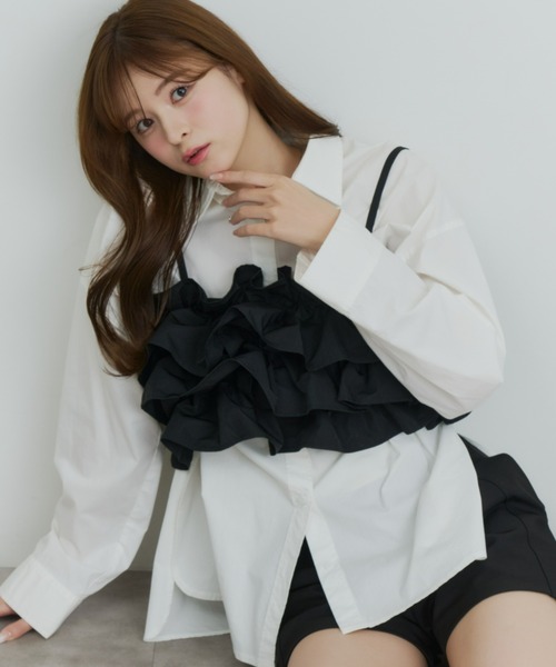 Olu.（オルドット）の「ボリュームフリルビスチェ（キャミソール・レディース・ピンク/アイボリー/ブラック・FREE）」の16枚目の写真