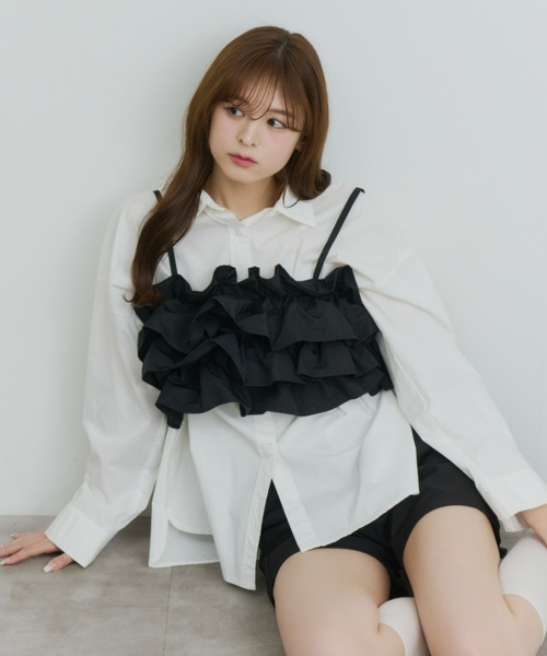 Olu.（オルドット）の「ボリュームフリルビスチェ（キャミソール・レディース・ピンク/アイボリー/ブラック・FREE）」の17枚目の写真