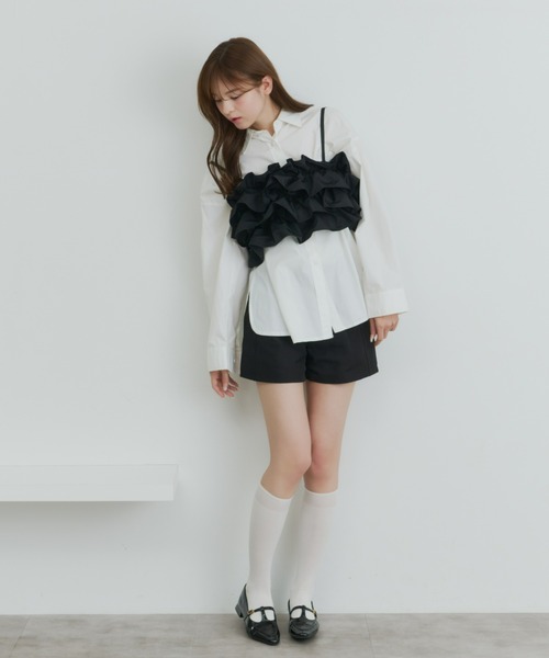 Olu.（オルドット）の「ボリュームフリルビスチェ（キャミソール・レディース・ピンク/アイボリー/ブラック・FREE）」の18枚目の写真