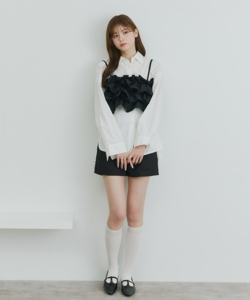 Olu.（オルドット）の「ボリュームフリルビスチェ（キャミソール・レディース・ピンク/アイボリー/ブラック・FREE）」の19枚目の写真