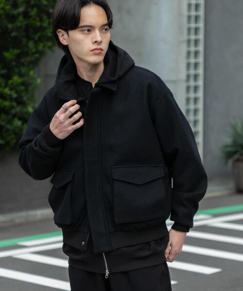 SENSE OF PLACE by URBAN RESEARCH（センスオブプレイスバイアーバンリサーチ）の「『UR TECH』カットメルトンブルゾン（ブルゾン・メンズ・カーキ/ブラック/ブラウン・LARGE/MEDIUM）」の7枚目の写真