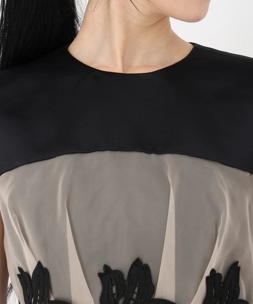 STRAWBERRY-FIELDS（ストロベリーフィールズ）の「グラッセ（ドレス・レディース・ブラック×ベージュ・3/2）」の4枚目の写真