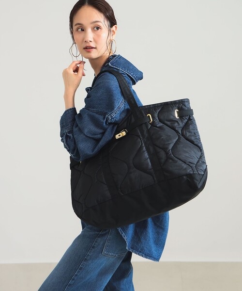 sita parantica(シータパランティカ)の「sita parantica / クロア付き ナイロン キルト トートバッグ L(トートバッグ・レディース・ブラック・ONE SIZE)」の1枚目の写真