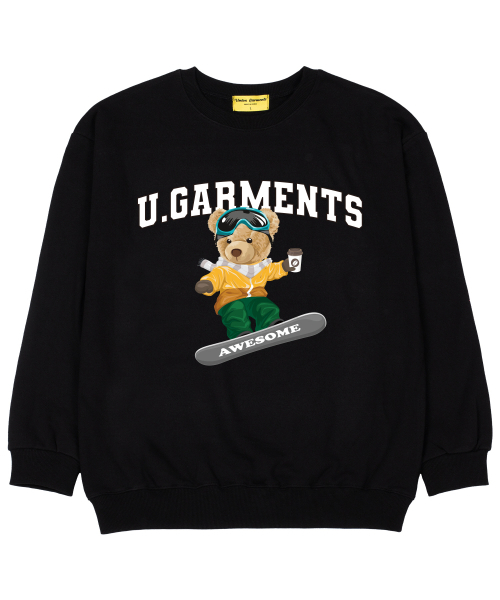 Union Garments(ユニオンガーメンツ)の「スキーボードベア 裏毛 オーバーサイズ スウェットシャツ ブラック(スウェット・レディース・その他・MEDIUM/LARGE/X-LARGE/XX-LARGE)」の1枚目の写真