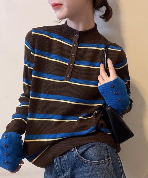 MAISON DE THERESE（メゾン ド テレーズ）の「スタンドカラー ボーダー ニット セーター（ニット/セーター・レディース・B/E/D/C/A・L/M/S）」の19枚目の写真