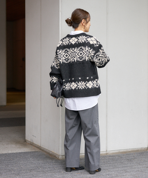 JOURNAL STANDARD（ジャーナルスタンダード）の「ノルディックニット（ニット/セーター・レディース・ブラック/グリーン・FREE）」の3枚目の写真