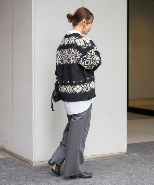JOURNAL STANDARD（ジャーナルスタンダード）の「ノルディックニット（ニット/セーター・レディース・ブラック/グリーン・FREE）」の6枚目の写真